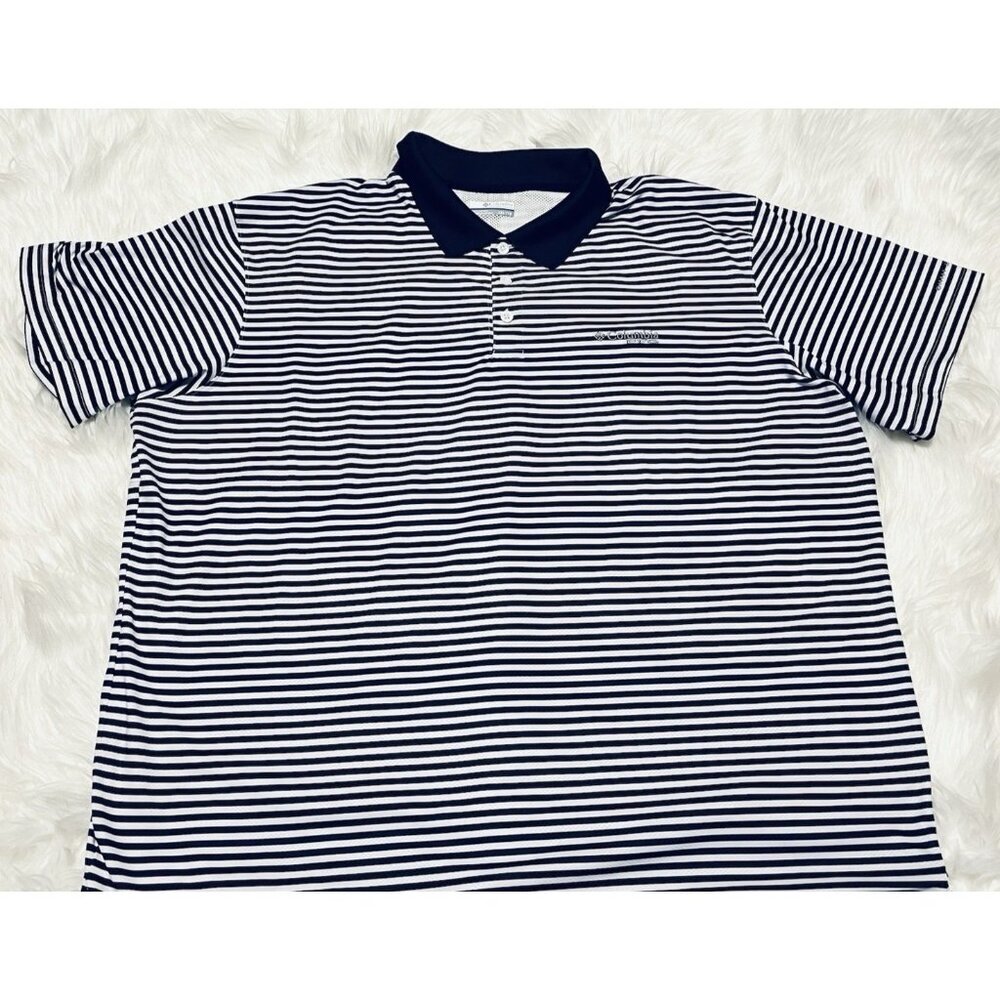 COLUMBIA PFG Omni Shade Polo Shirt Mens 2XL Vented Wicking Super Skiff Cast XXL